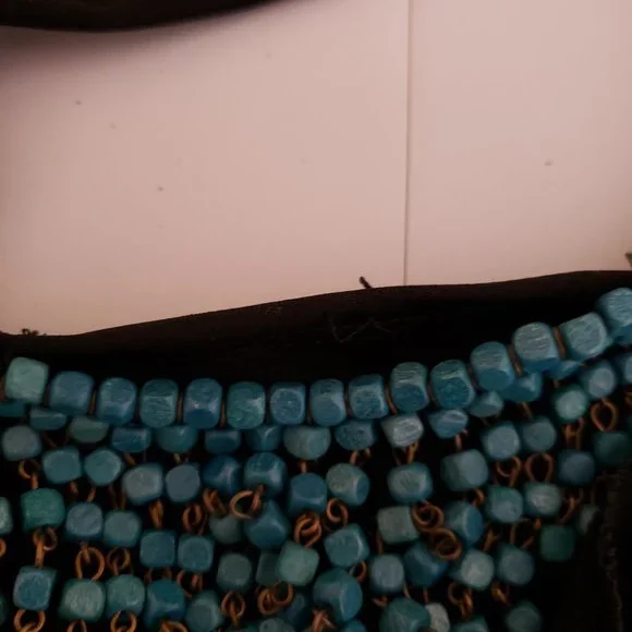 ** FINAL PRICE ** Little Black Sleeveless Dress w/Front Bead Bib Detail - Picture 5 of 8